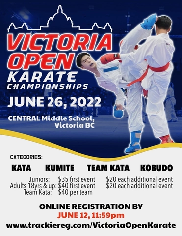 Victoria Open Karate Championships Poster - June 26, 2022.