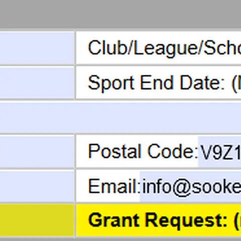 Kidsport Application - sample filled out Sport Organization section